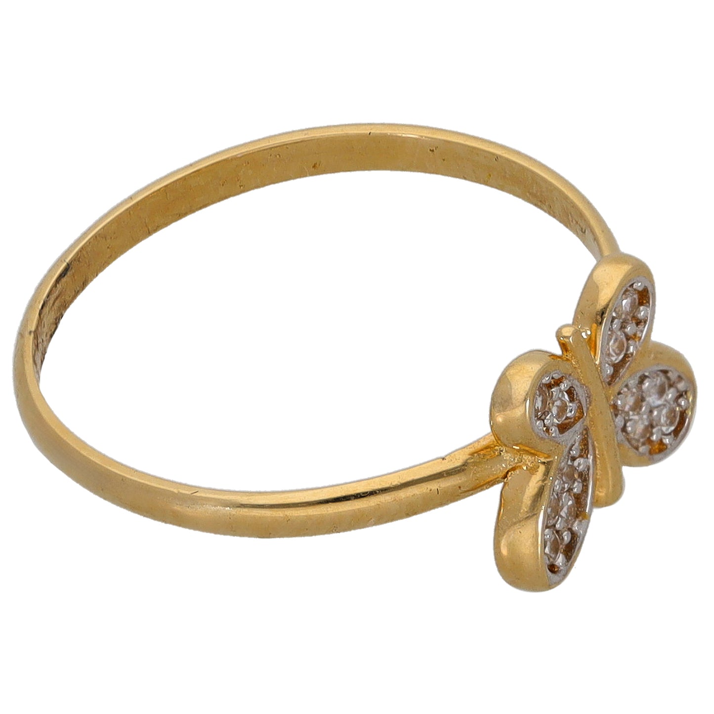 14ct Gold Cubic Zirconia Butterfly Ring Size L