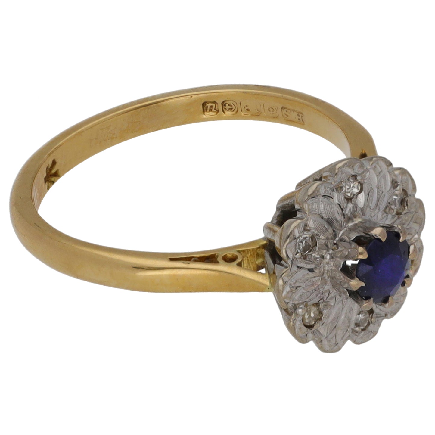 18ct Gold 0.06ct Diamond & Sapphire Dress/Cocktail Ring Size M