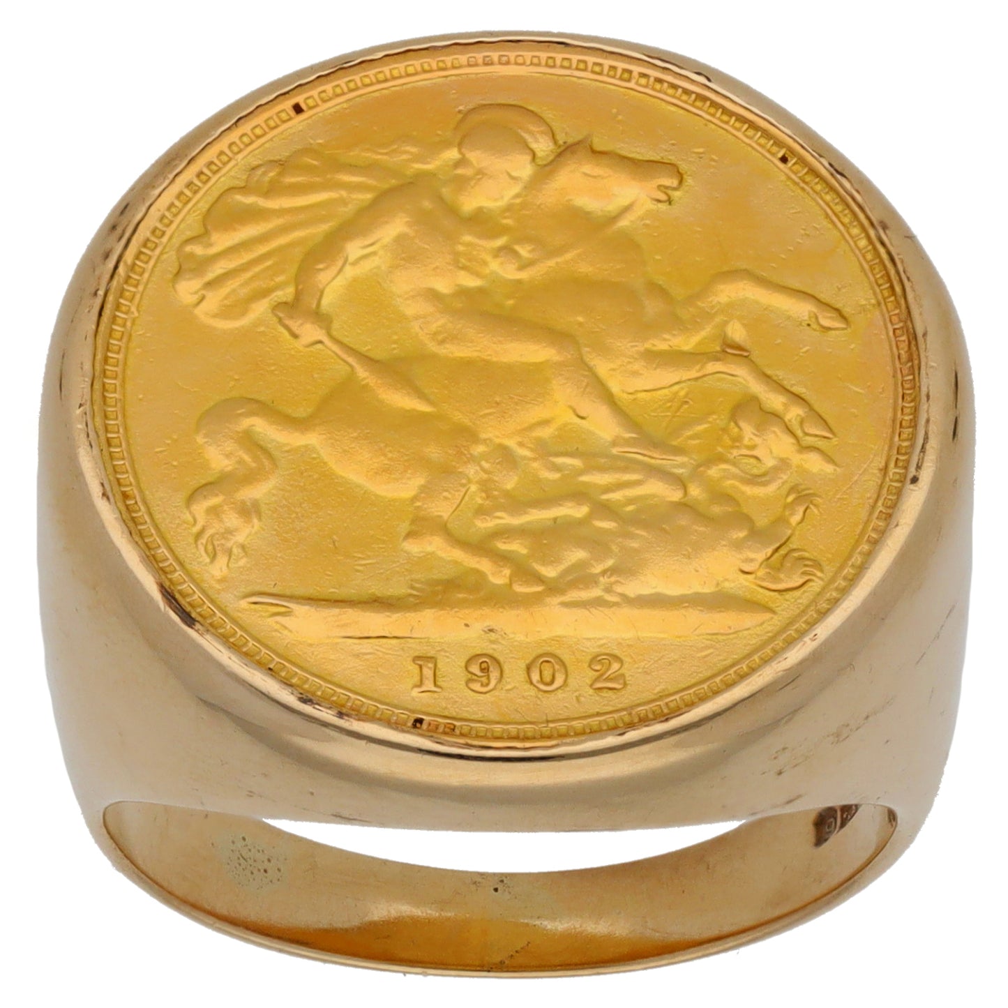 9ct Gold Half Sovereign Coin Ring Size P