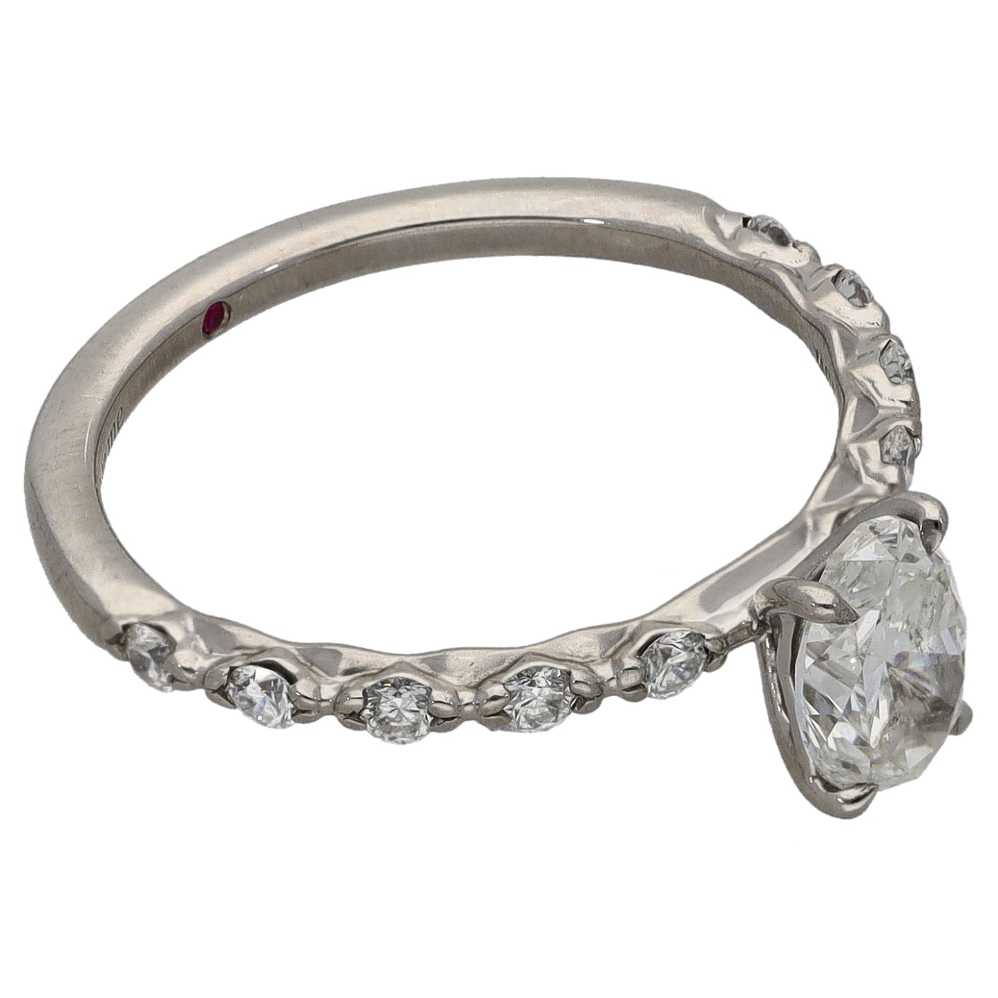 Platinum 1.10ct Diamond Solitaire Ring With Accent Stones Size M