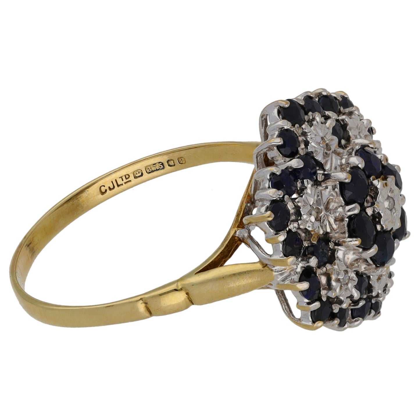 9ct Gold 0.07ct Diamond & Sapphire Dress/Cocktail Ring Size R