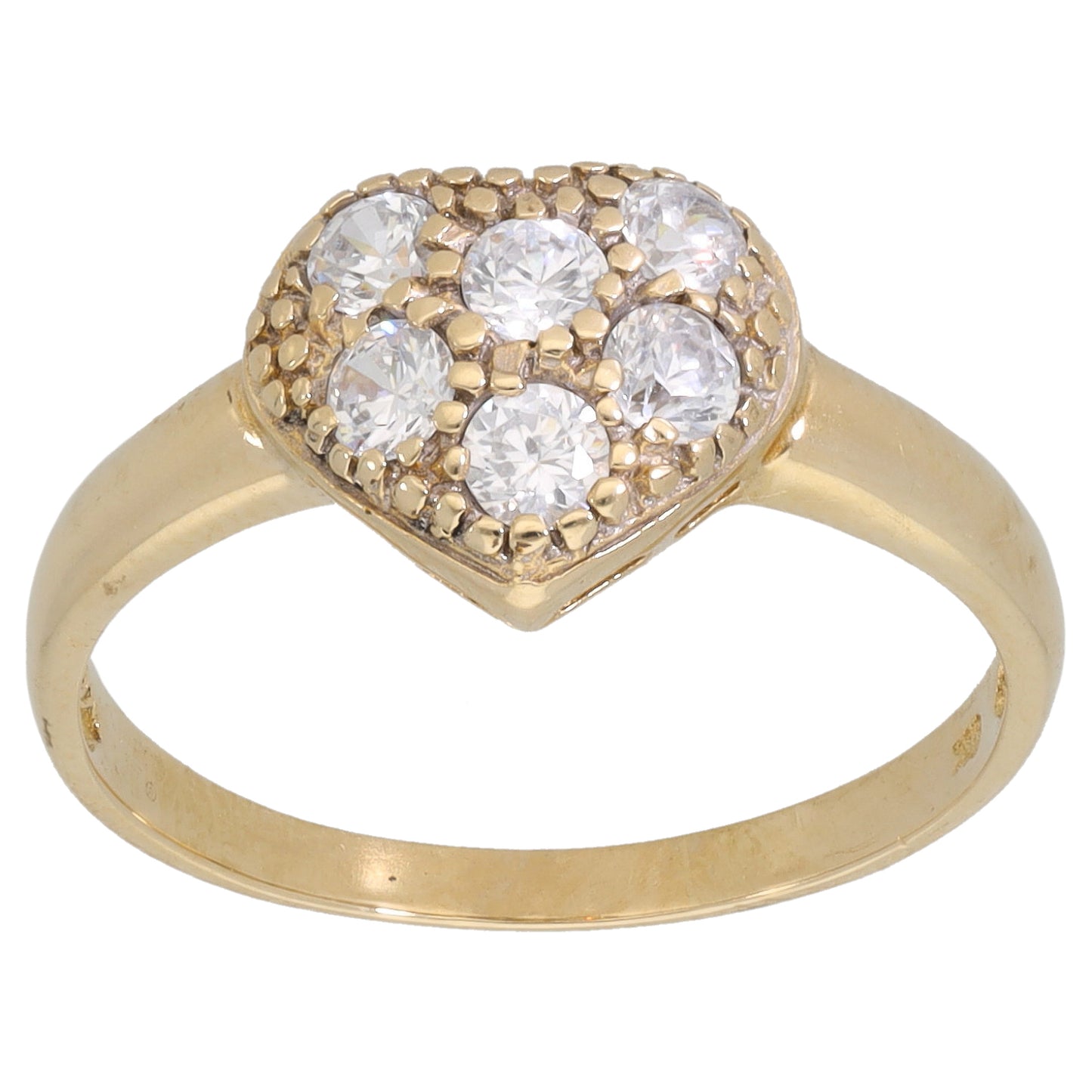 9ct Gold Cubic Zirconia Dress/Cocktail Heart Ring Size O