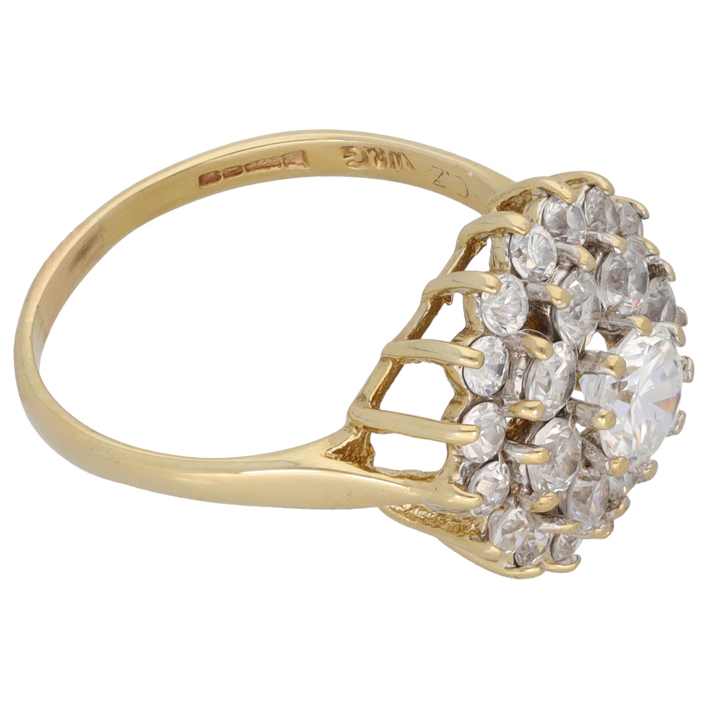 9ct Gold Cubic Zirconia Cluster Ring Size N