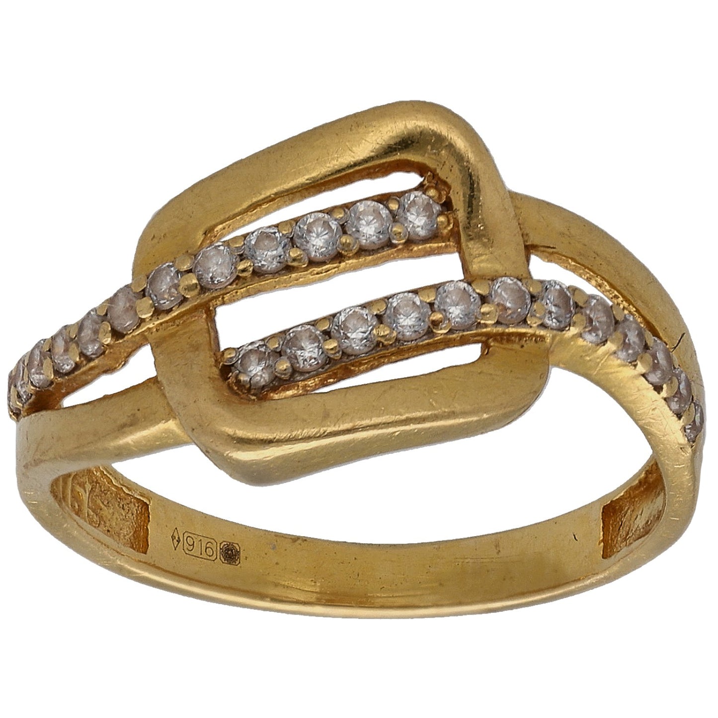 22ct Gold Cubic Zirconia Dress/Cocktail Ring Size M