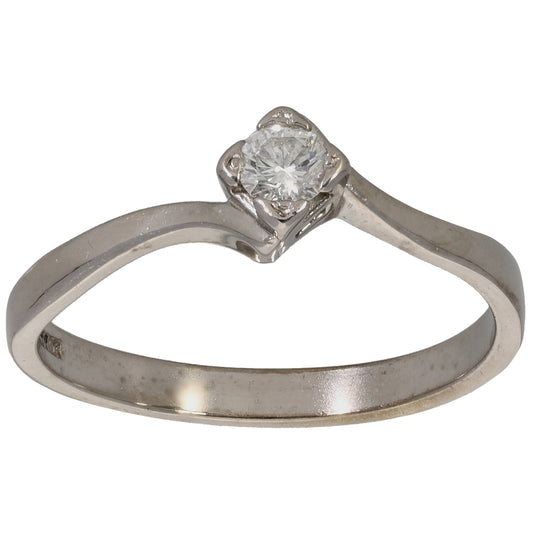 18ct White Gold 0.20ct Diamond Solitaire Ring Size O