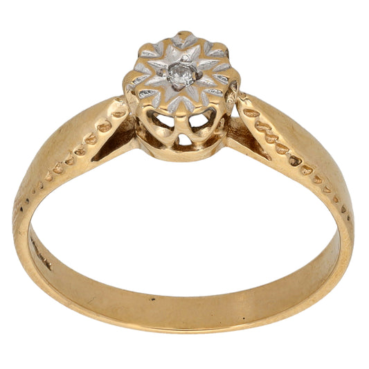 9ct Gold 0.01ct Diamond Solitaire Ring Size L