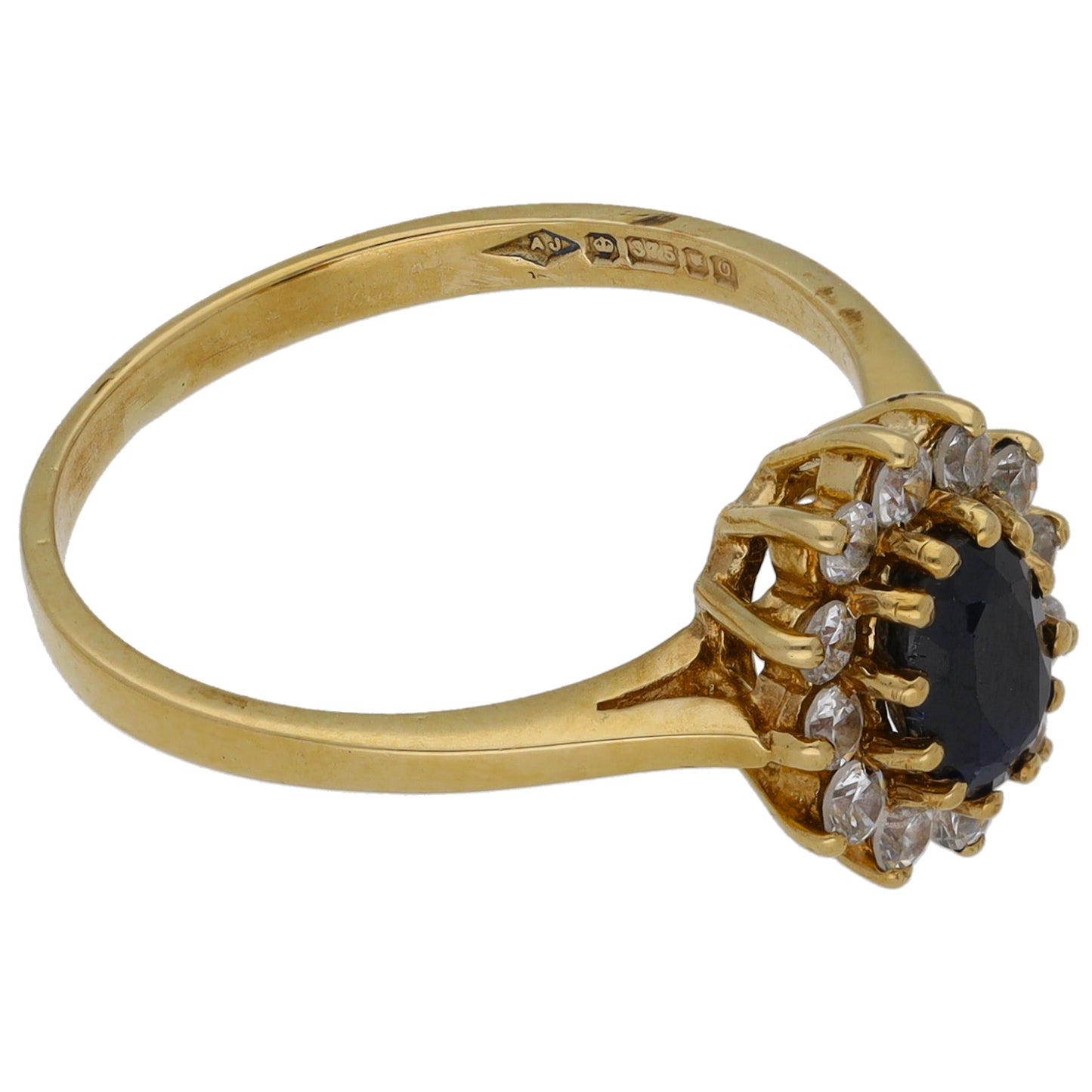 9ct Gold Sapphire & Cubic Zirconia Dress/Cocktail Ring Size M