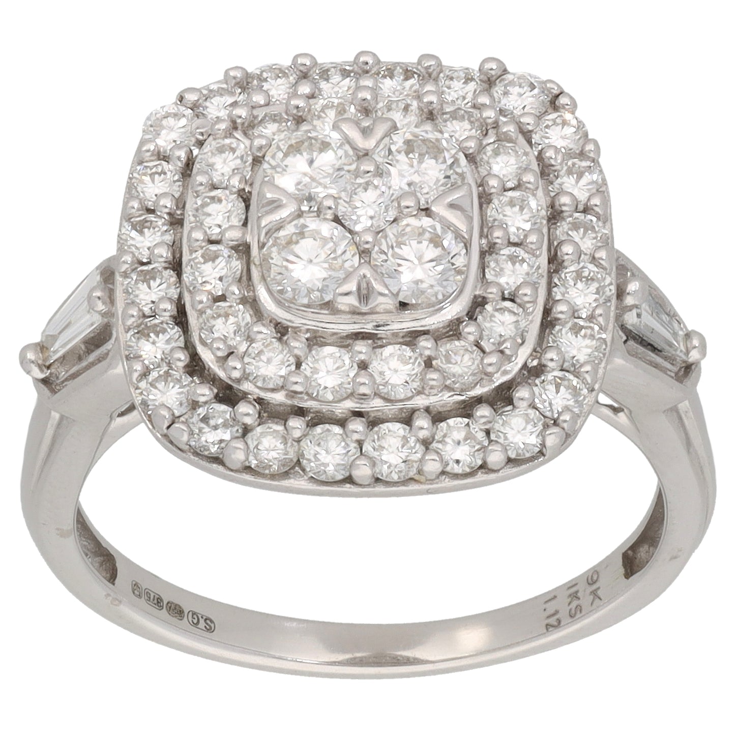 9ct White Gold 1.12ct Diamond Dress/Cocktail Ring Size N