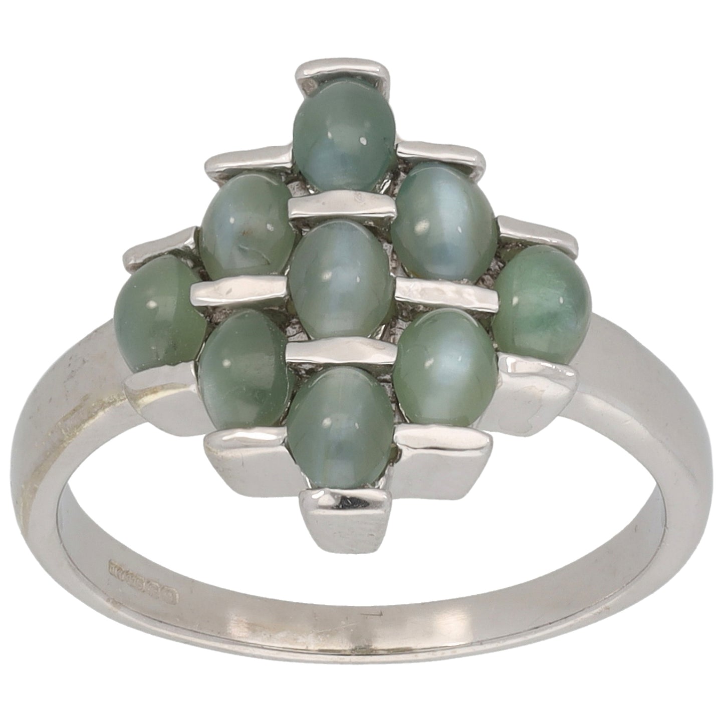 9ct White Gold Chrysoberyl Dress/Cocktail Ring Size N