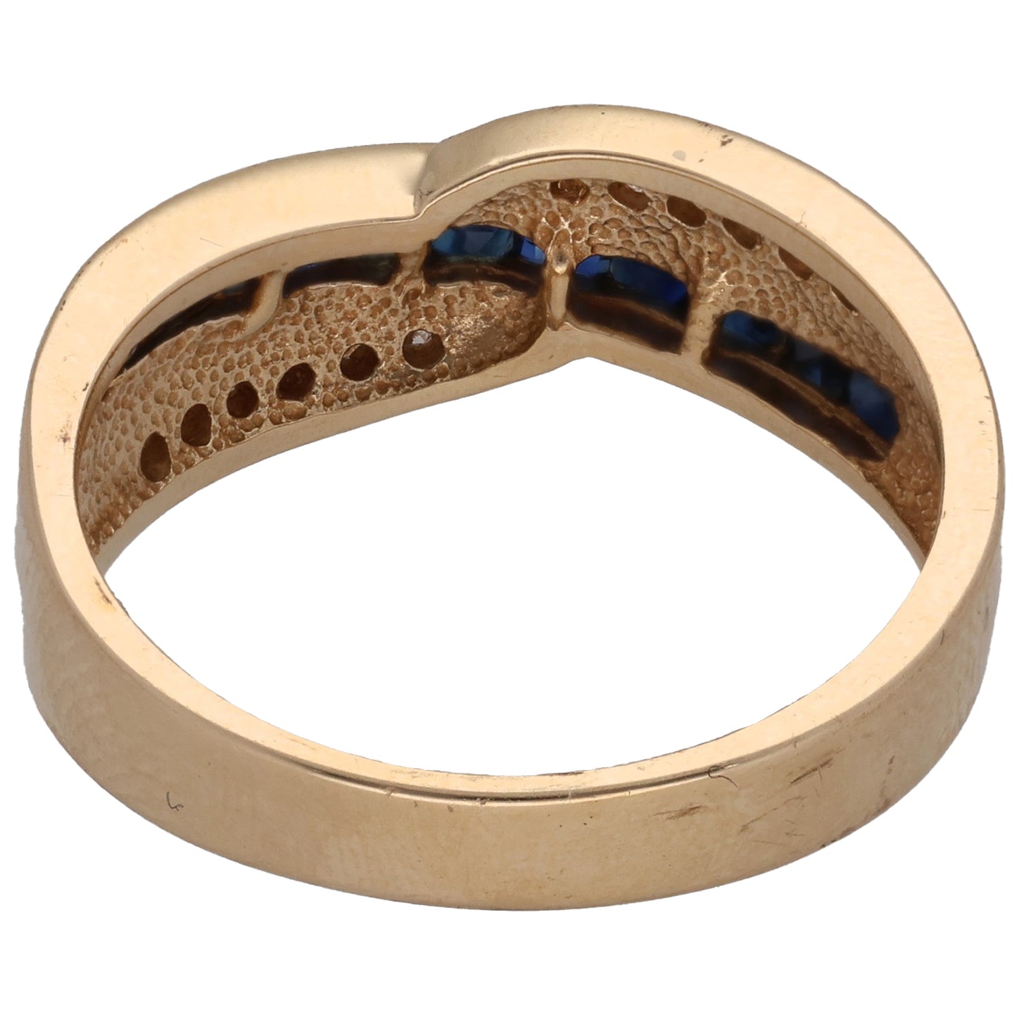 14ct Gold Sapphire & 0.22ct Diamond Dress/Cocktail Ring Size T