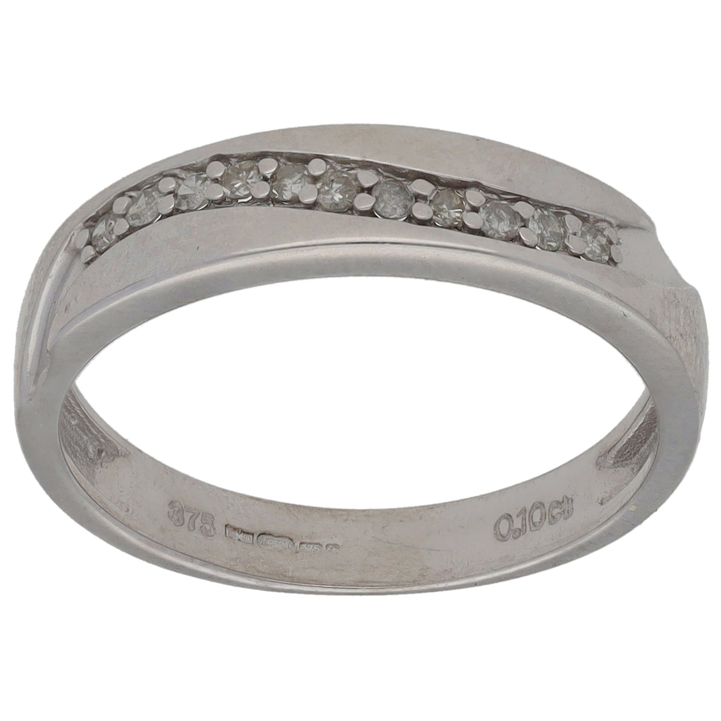 9ct White Gold 0.10ct Diamond Half Eternity Ring Size M