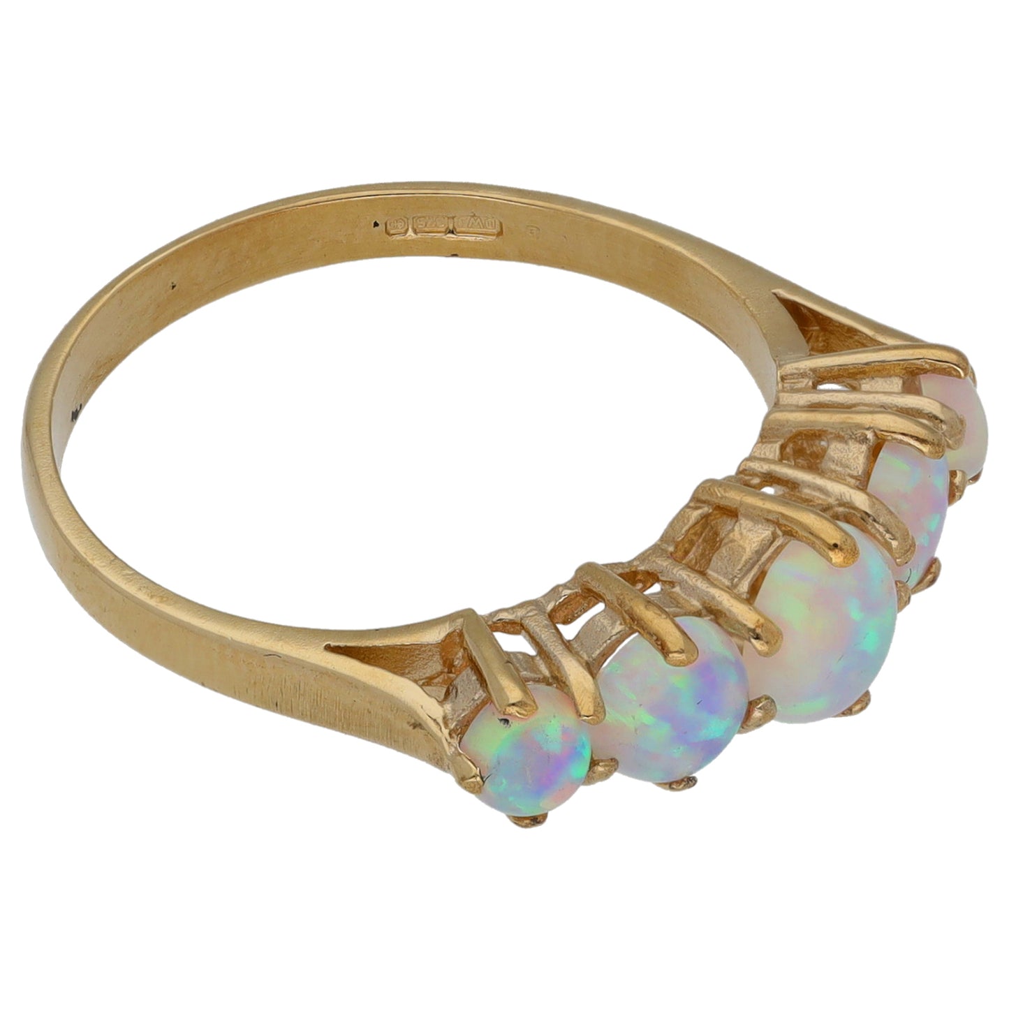 9ct Gold Opal Half Eternity Ring Size N