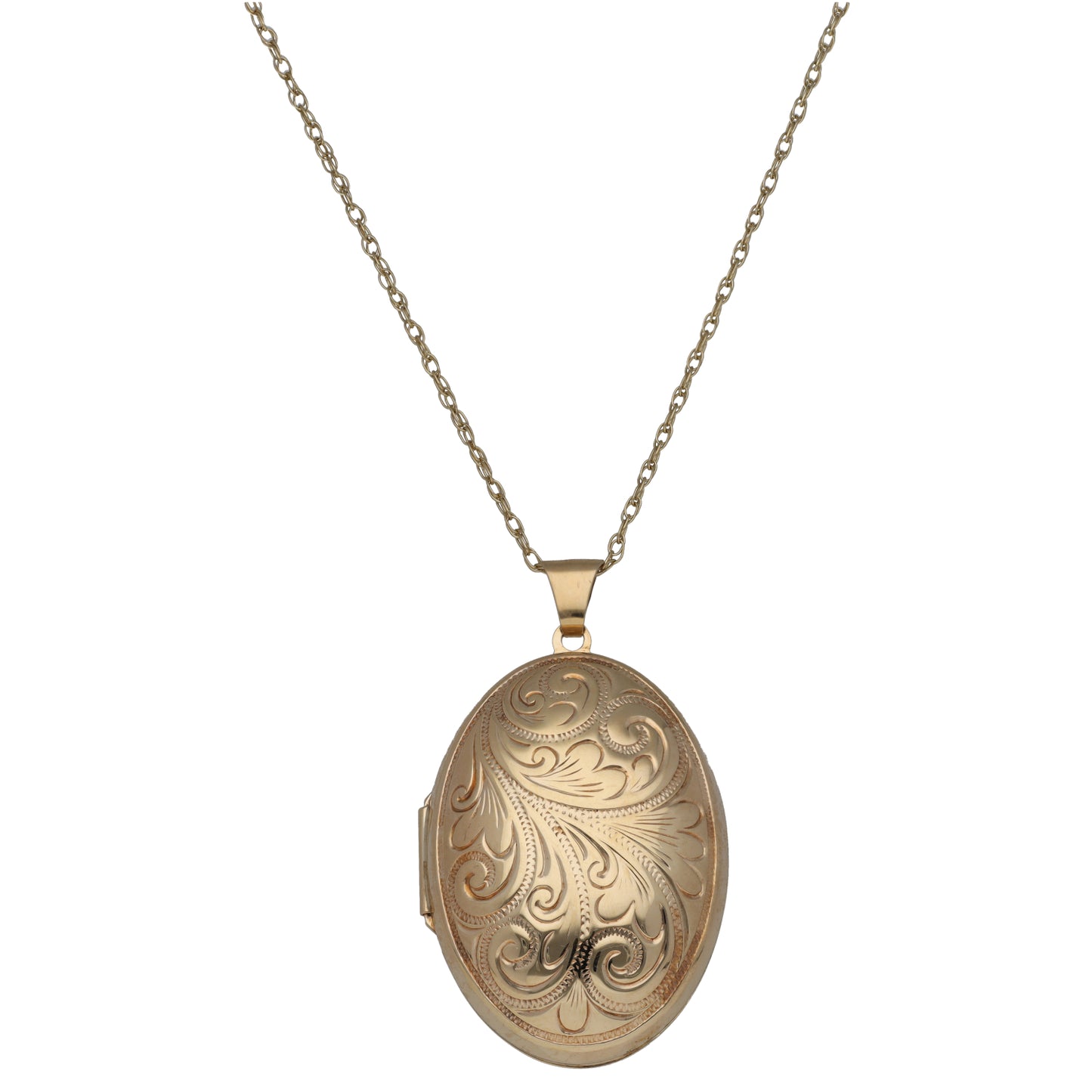 9ct Gold Patterned Locket Pendant With Chain
