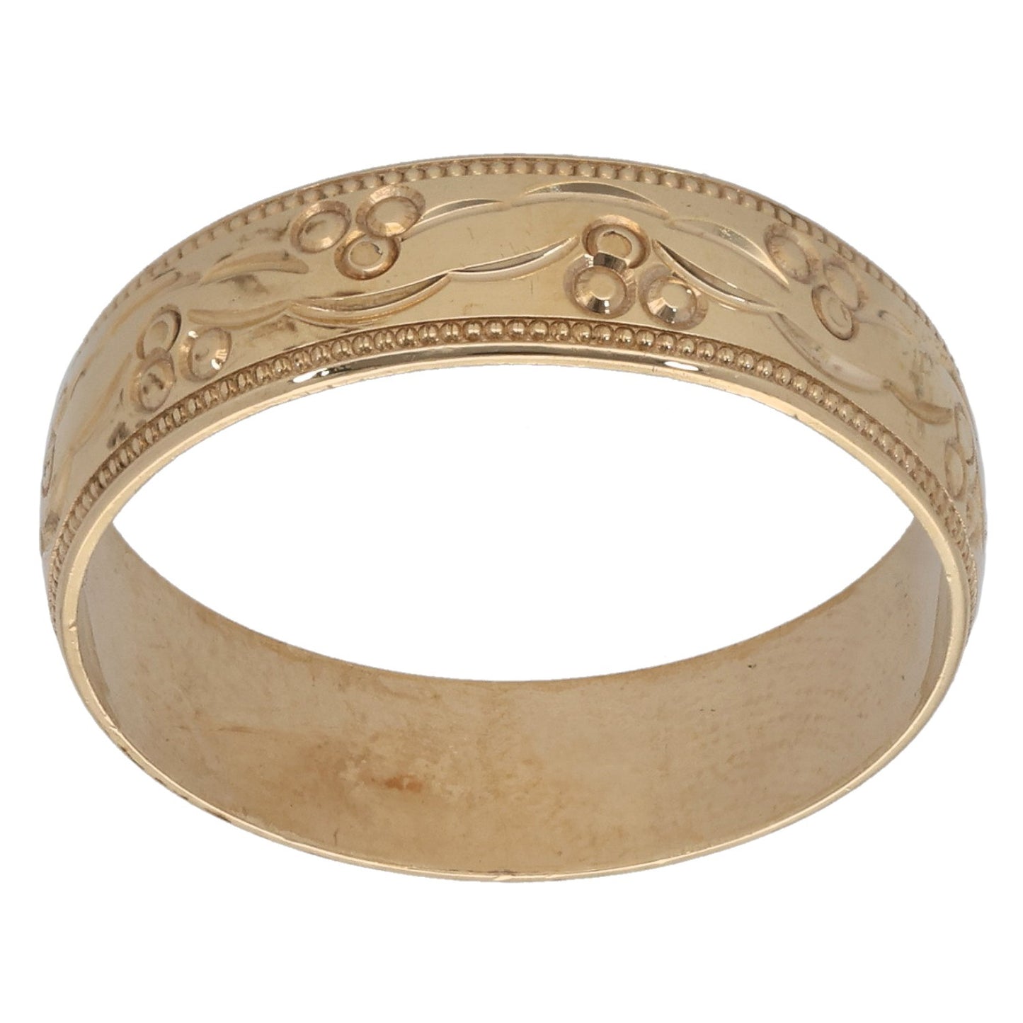 9ct Gold Patterned Wedding Ring Size O