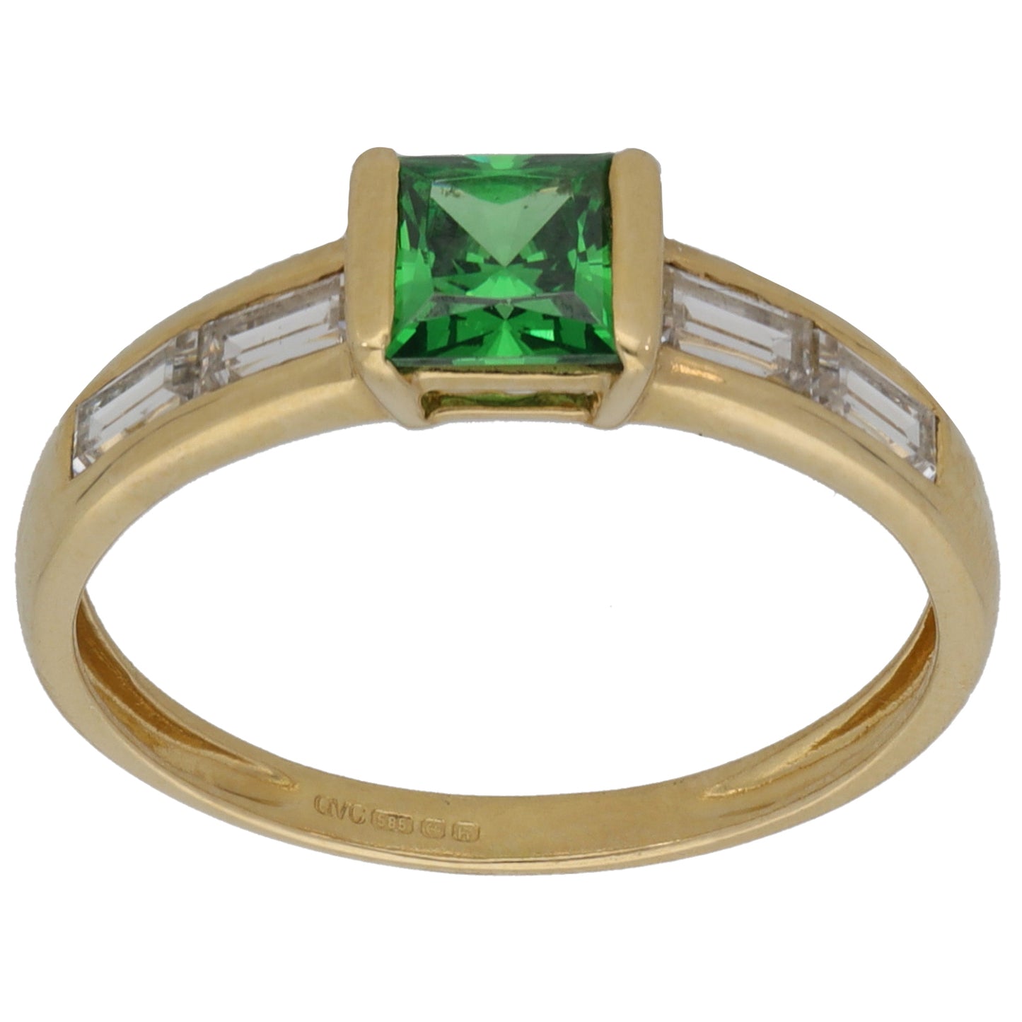 14ct Gold Cubic Zirconia Single Stone Ring With Accents Size P
