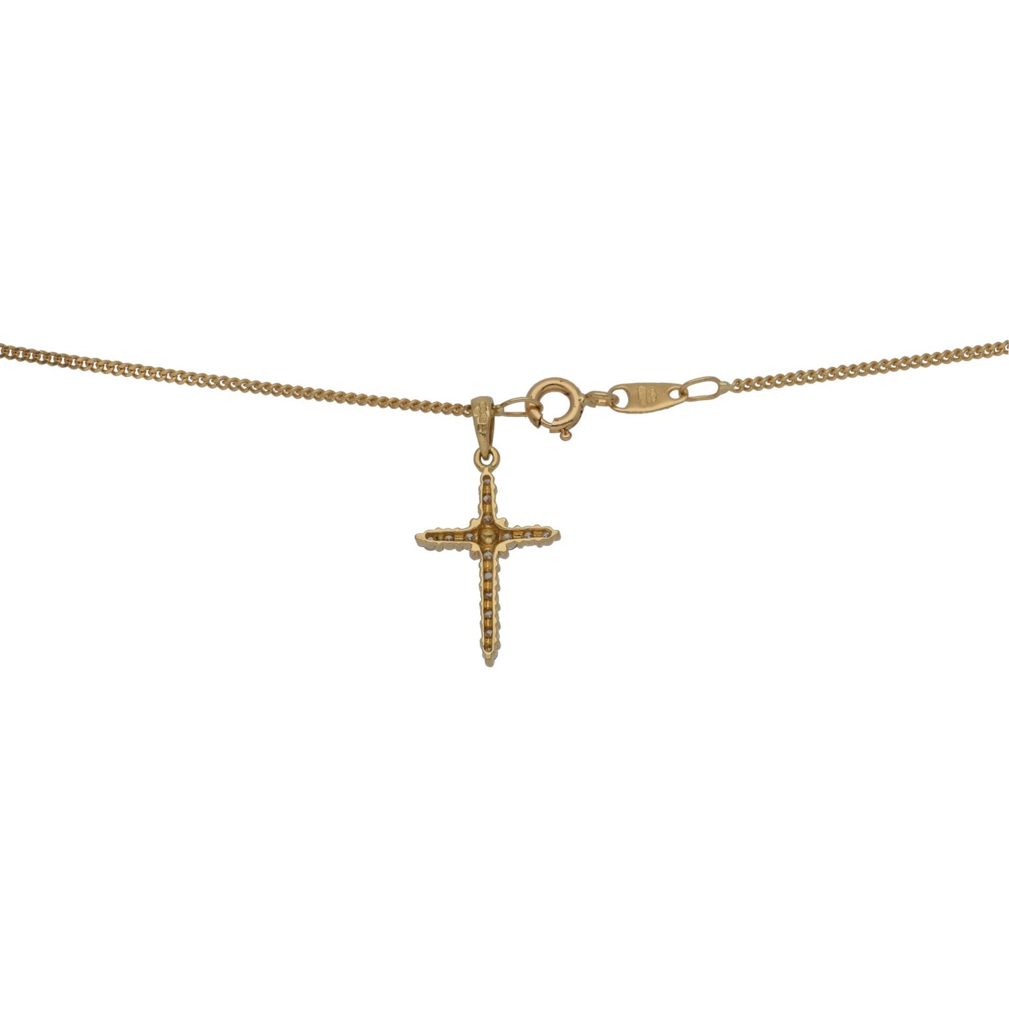 18ct Gold 0.30ct Diamond Cross Pendant With Chain