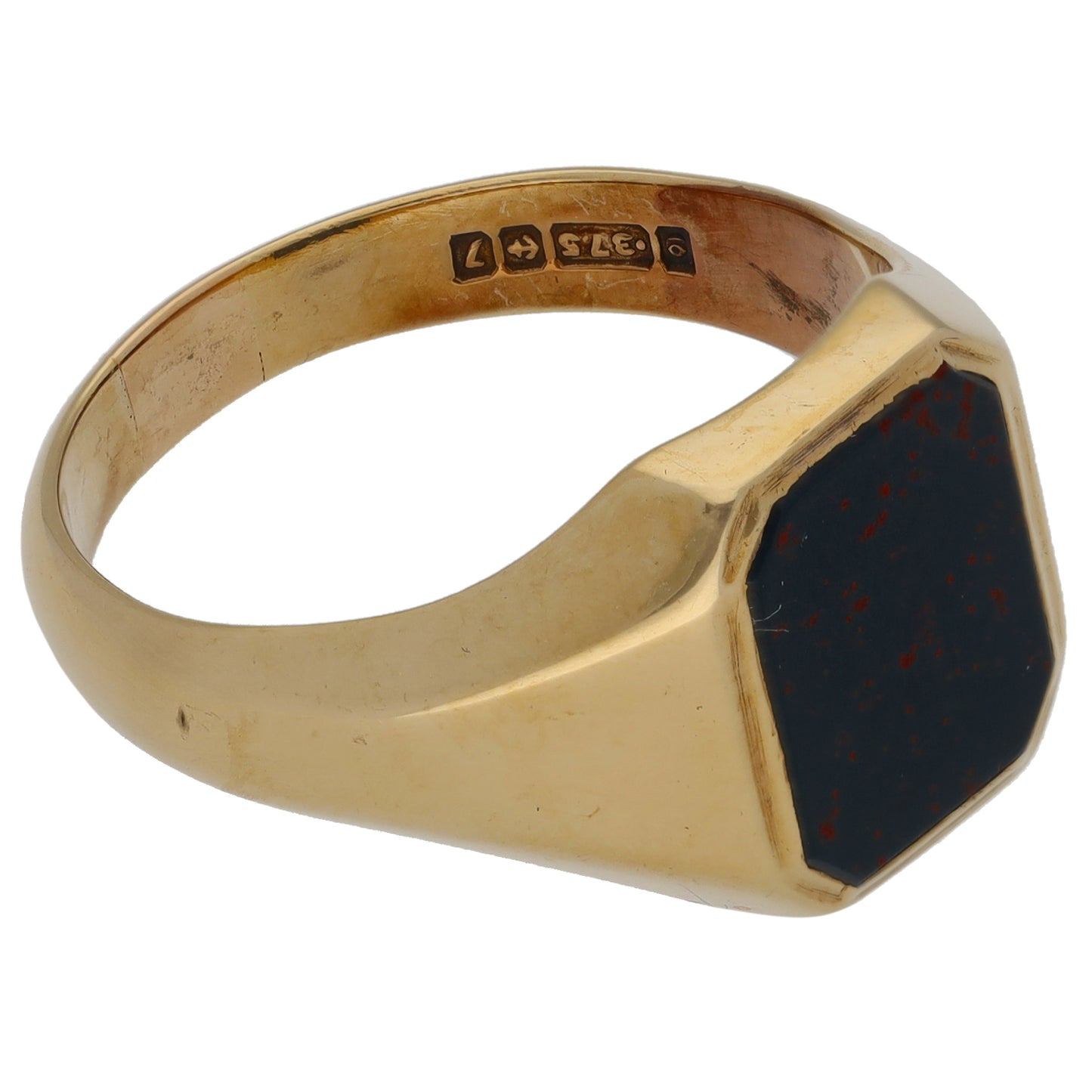 9ct Gold Bloodstone Signet Ring Size U