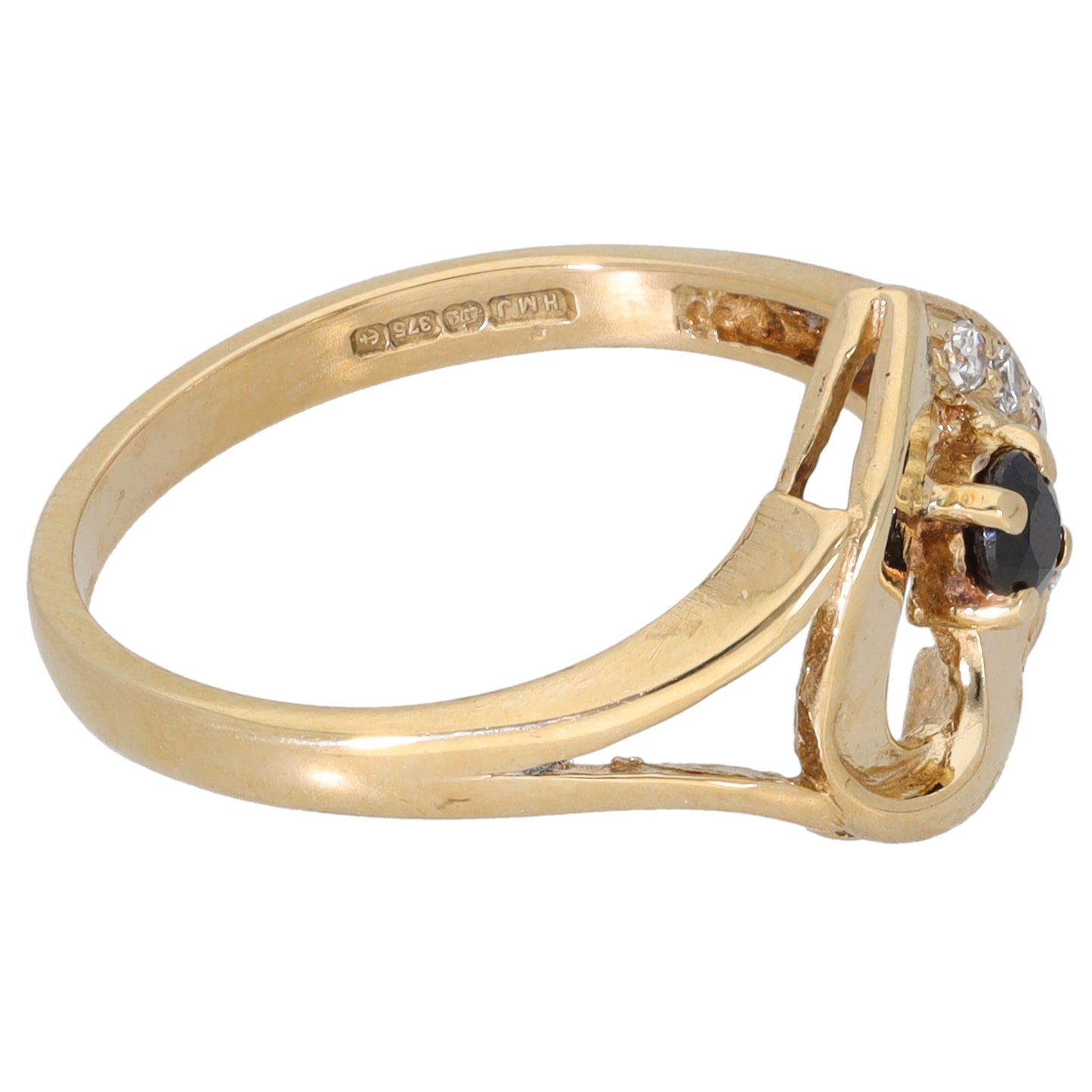 9ct Gold Sapphire & Cubic Zirconia Dress/Cocktail Ring Size N