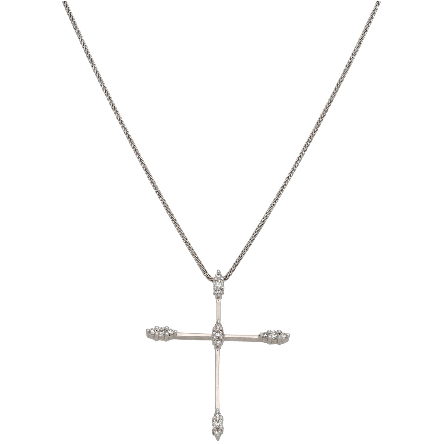 18ct White Gold 0.25ct Diamond Cross Pendant With Chain
