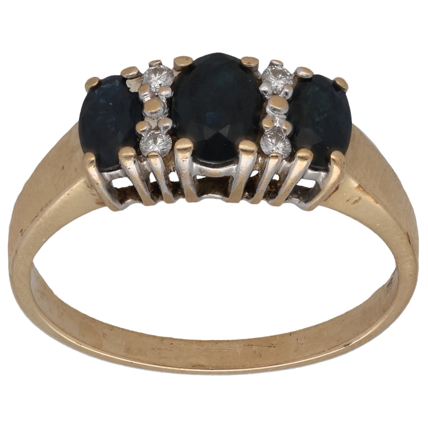 9ct Bicolour Gold Sapphire & 0.04ct Diamond Dress/Cocktail Ring Size M