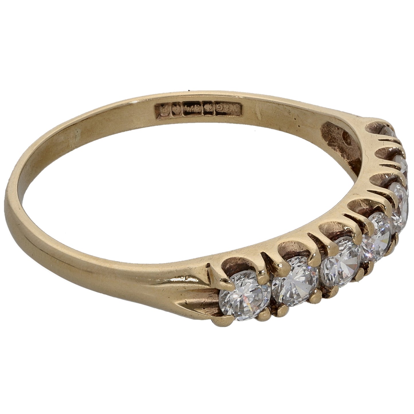 9ct Gold Cubic Zirconia Half Eternity Ring Size S