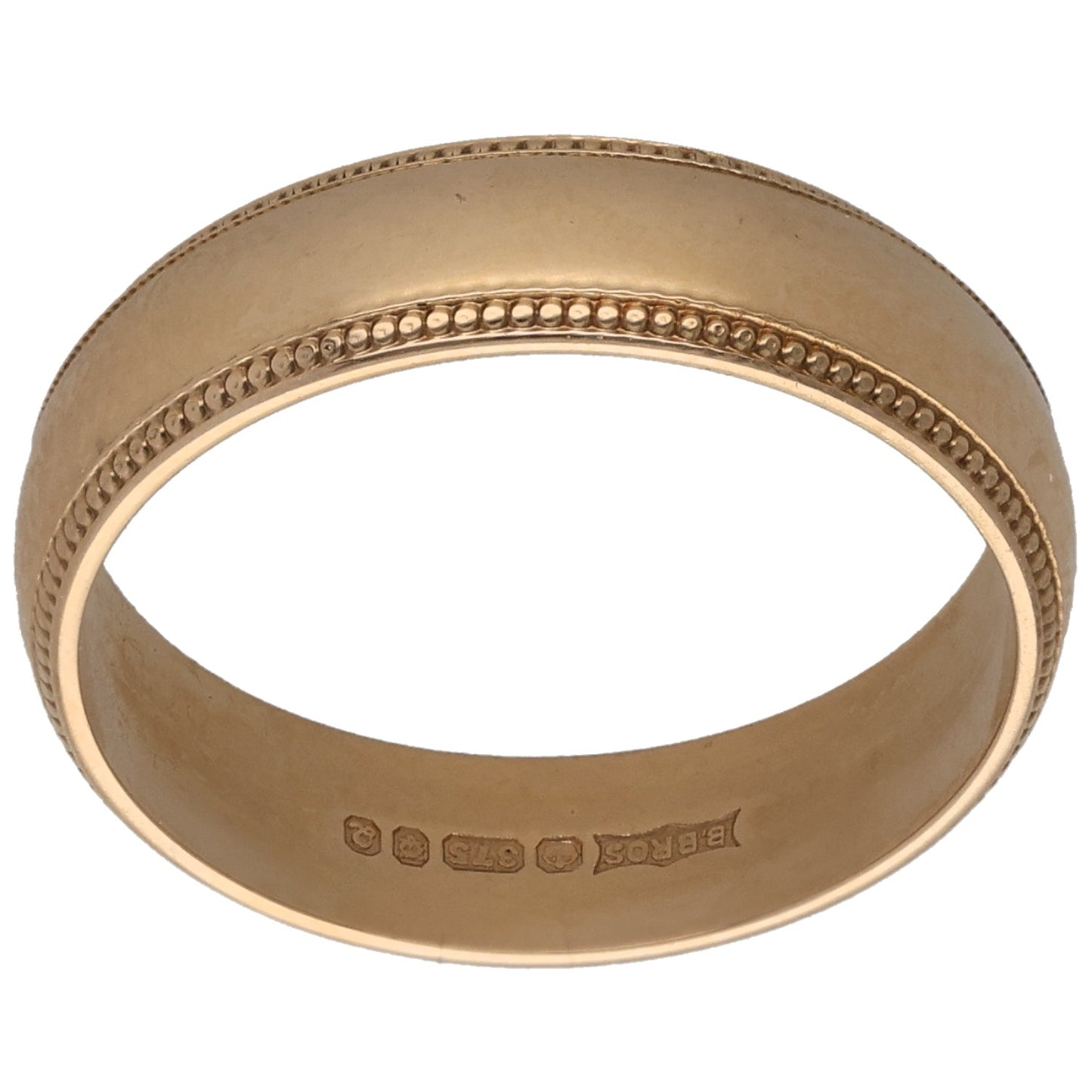 9ct Gold Patterned Wedding Ring Size O