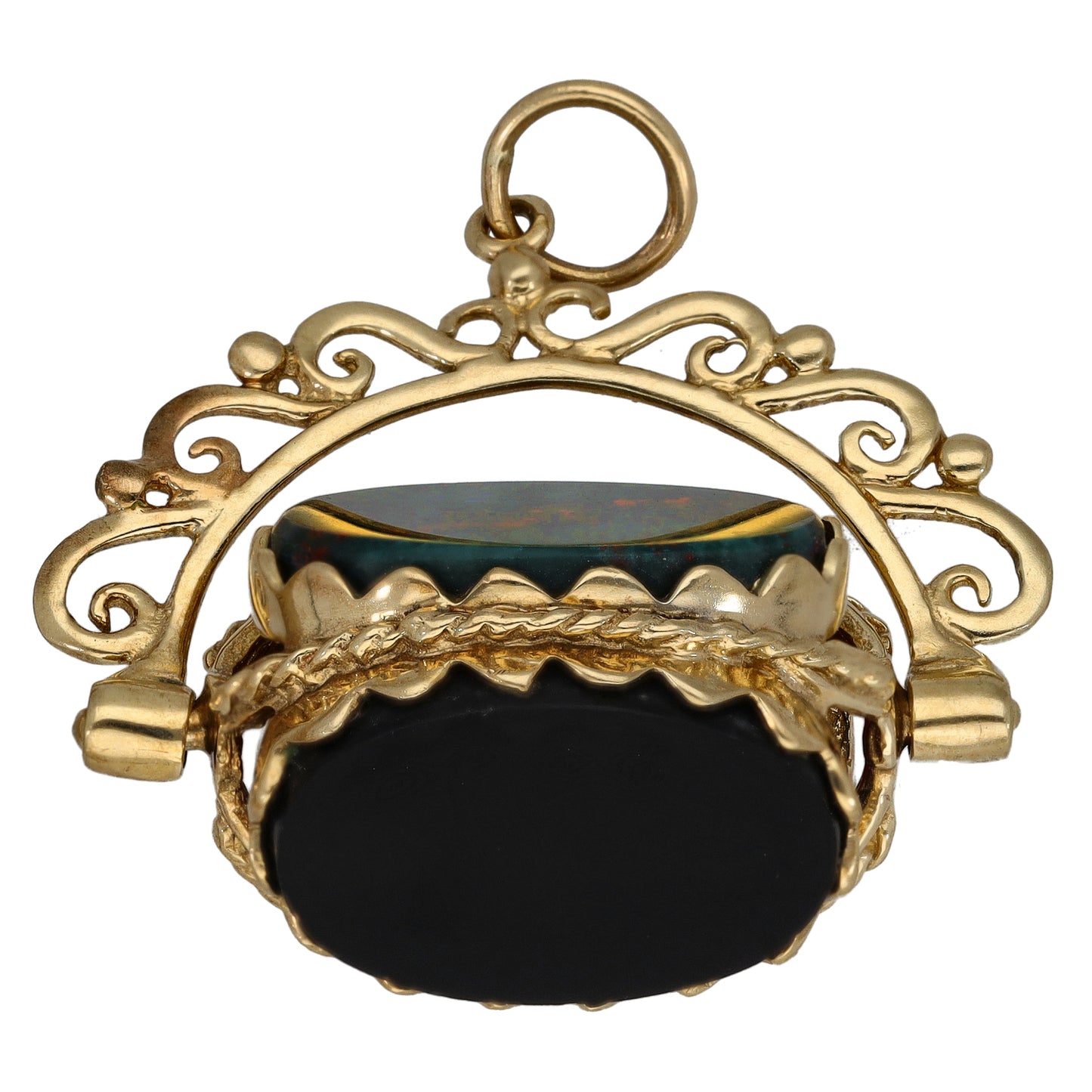 9ct Gold Bloodstone & Carnelian & Onyx Fob Pendant