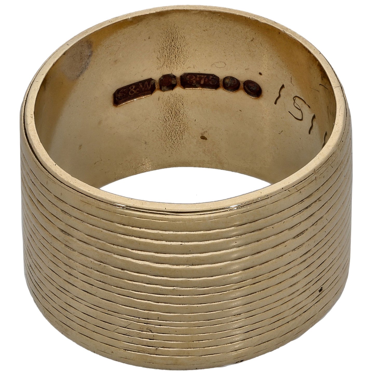 9ct Gold Patterned Wedding Ring Size L