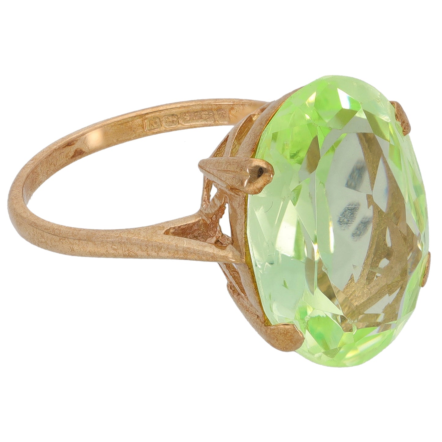 9ct Gold Imitation Gem Single Stone Ring Size P