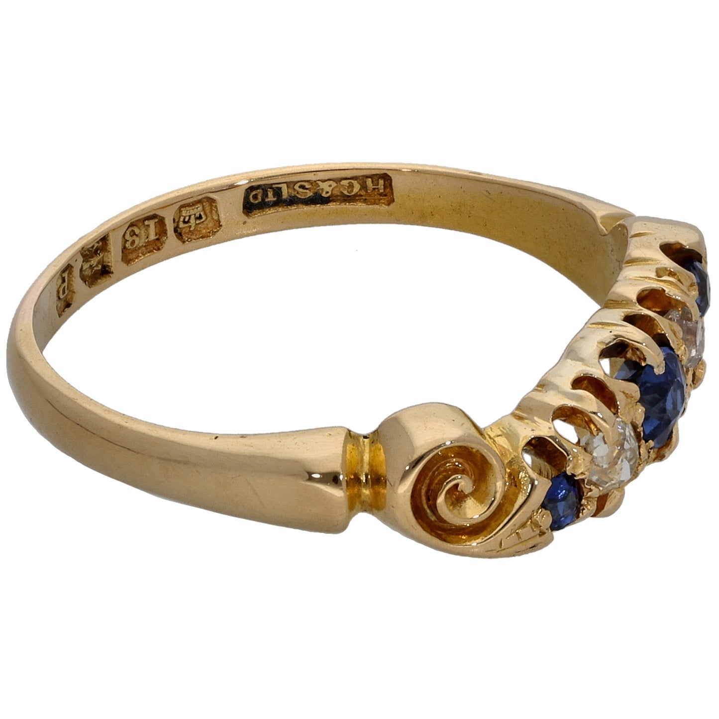 18ct Gold Sapphire & 0.08ct Diamond Dress/Cocktail Ring Size N