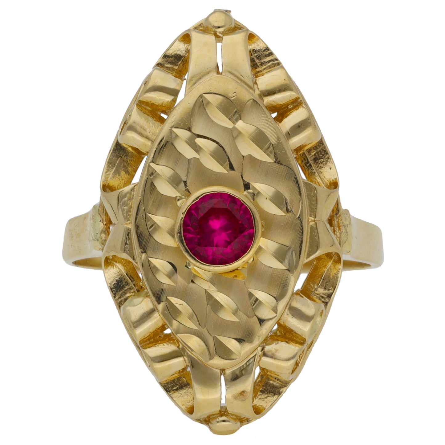 14ct Gold Imitation Gem Alternative Ring Size R