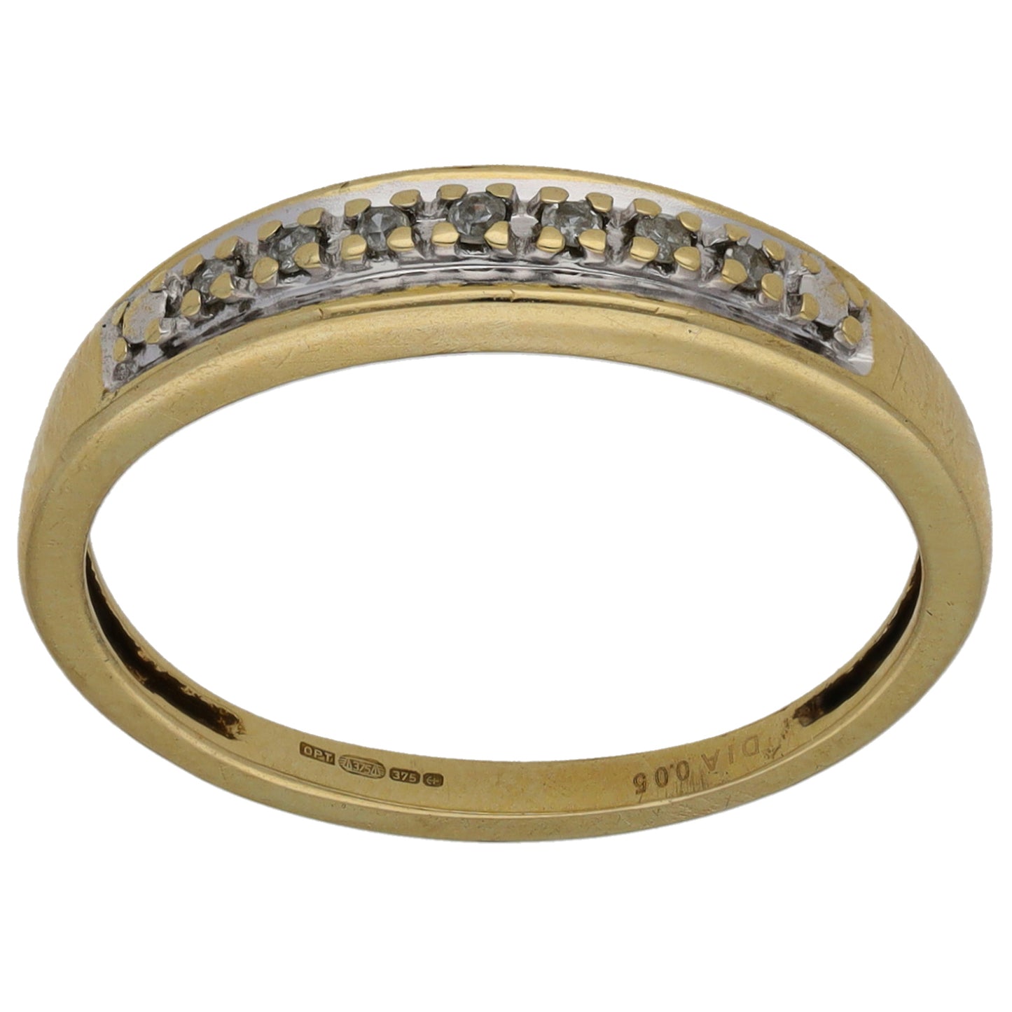 9ct Gold 0.50ct Diamond Half Eternity Ring Size P