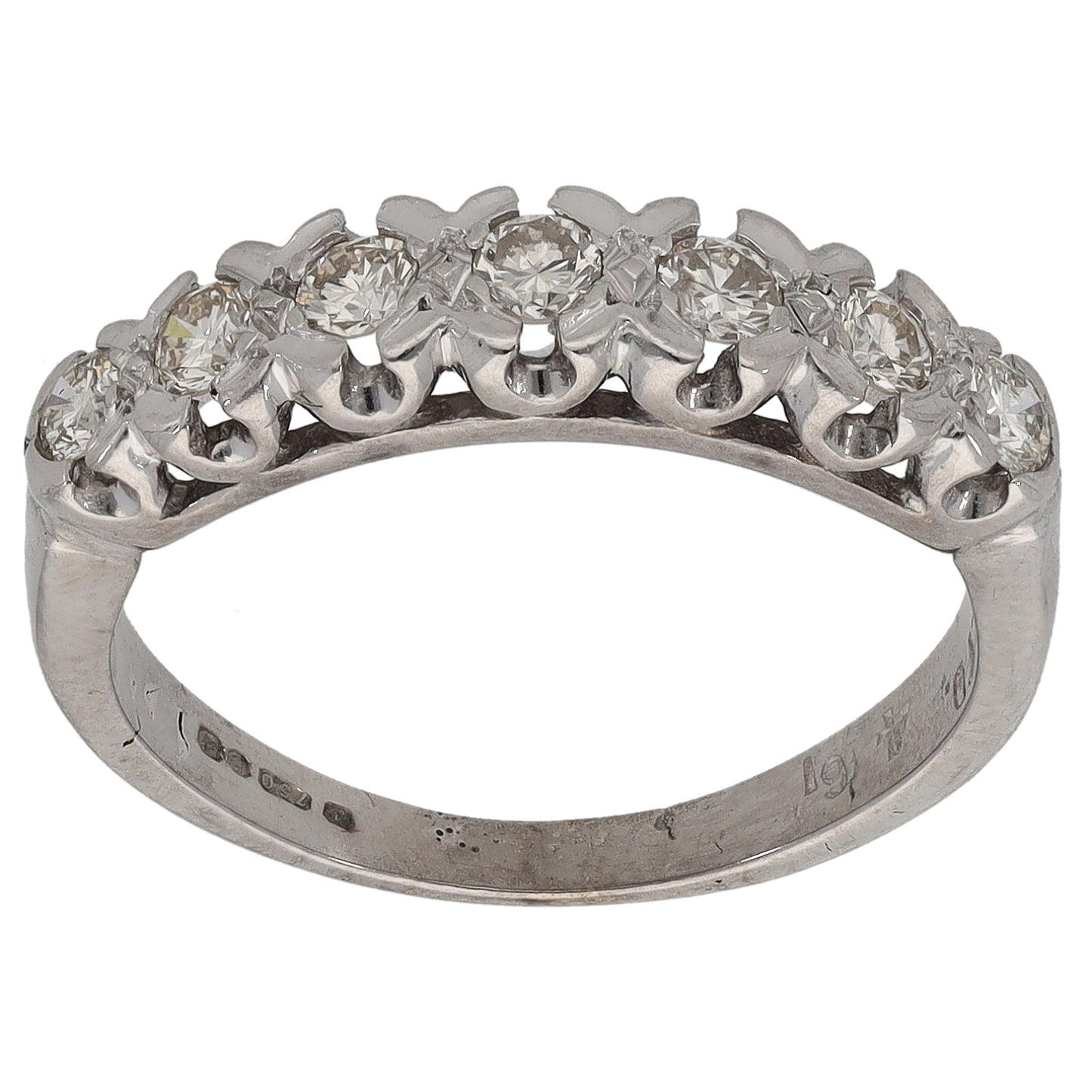 18ct White Gold 0.35ct Diamond Half Eternity Ring Size M