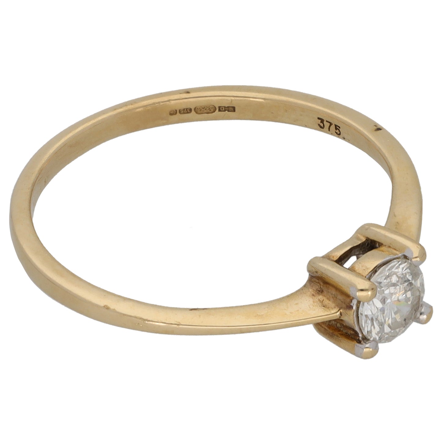 9ct Gold 0.33ct Diamond Solitaire Ring Size P