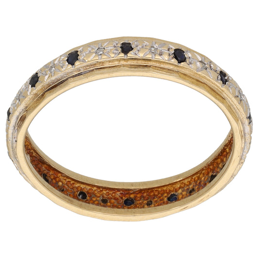 9ct Gold Sapphire & 0.07ct Diamond Eternity Ring Size T
