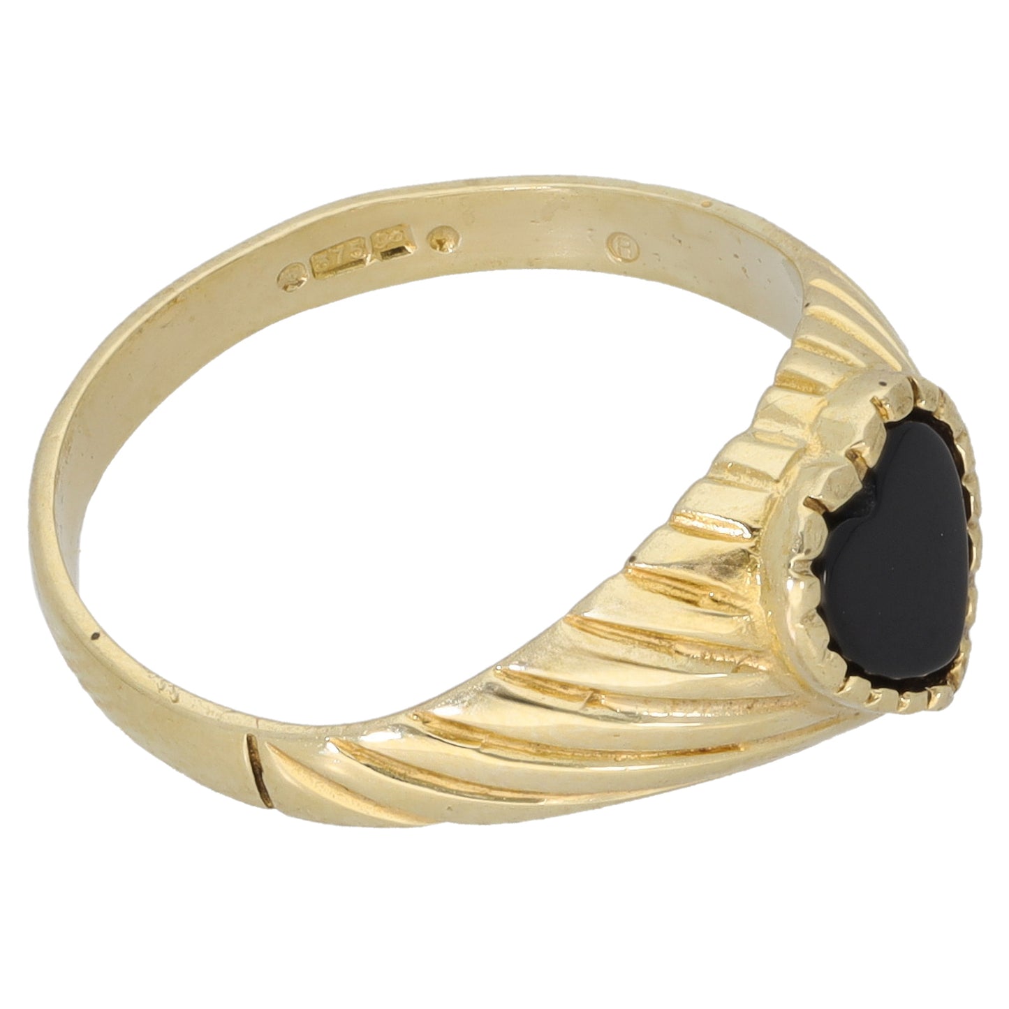 9ct Gold Onyx Single Stone Ring Size L
