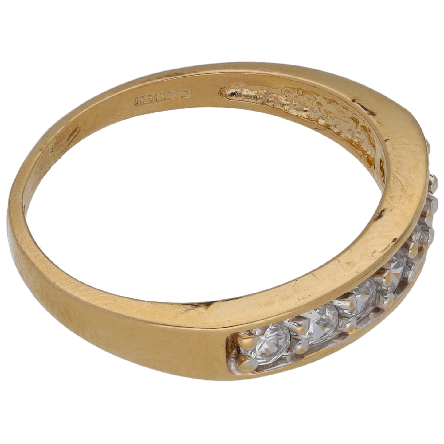 9ct Gold Cubic Zirconia Half Eternity Ring Size O