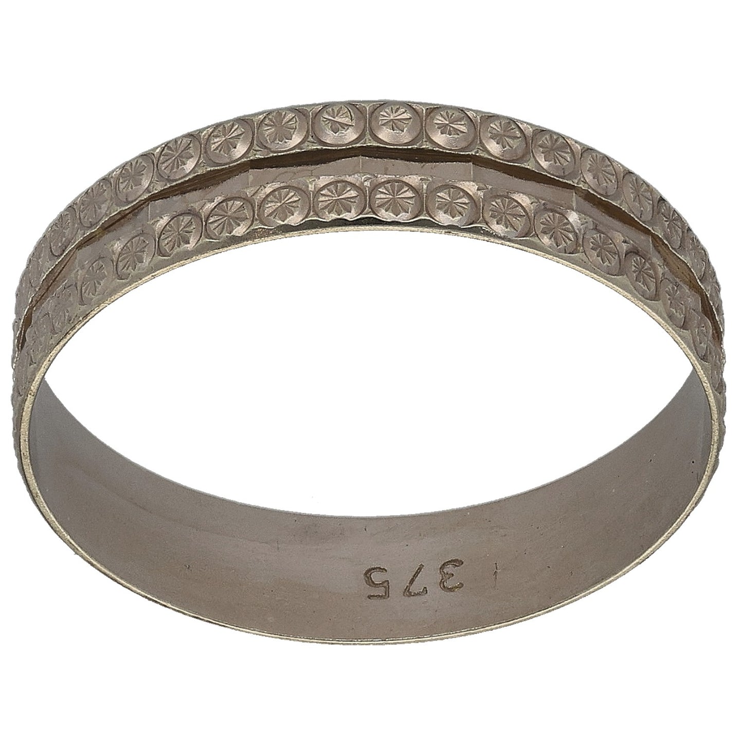 9ct White Gold Patterned Wedding Ring Size N