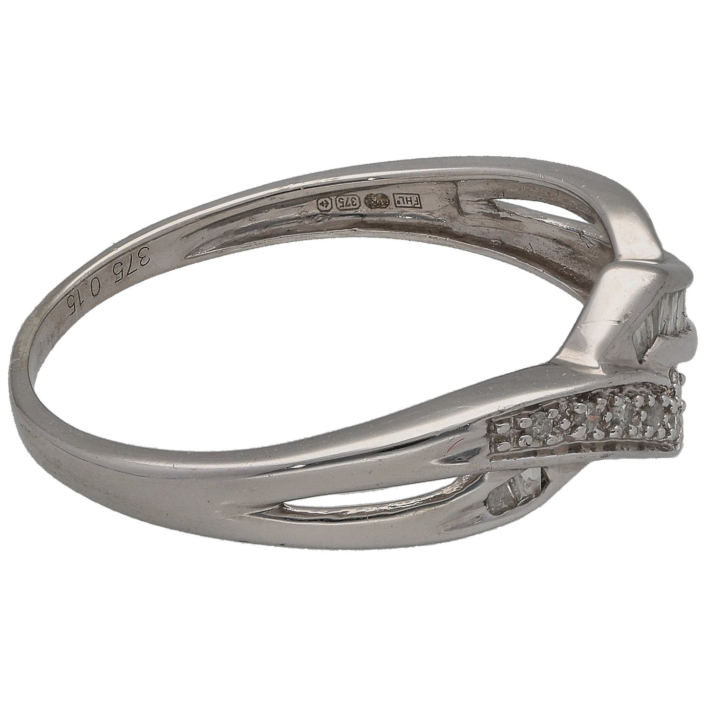 9ct White Gold 0.15ct Diamond Dress/Cocktail Ring Size P