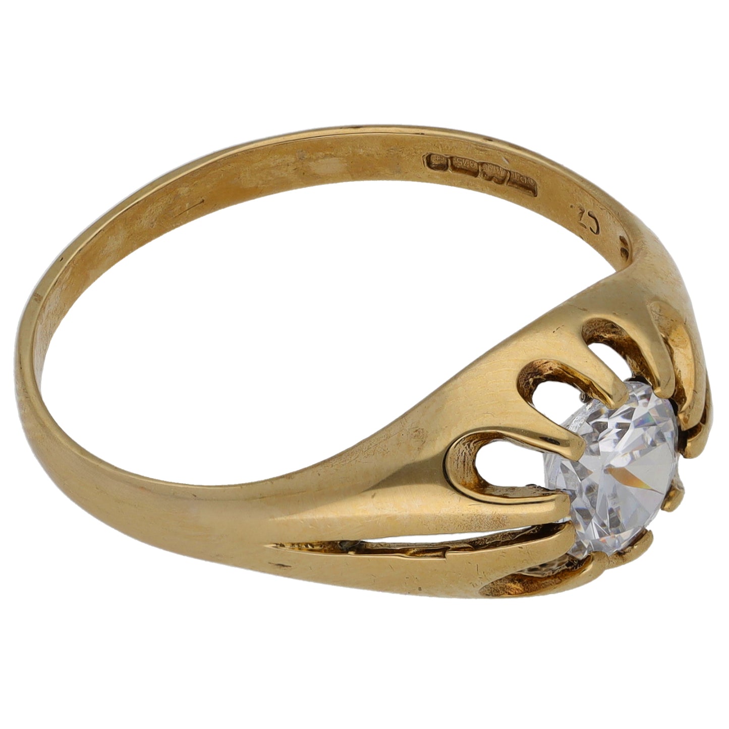 9ct Gold Cubic Zirconia Single Stone Ring Size U