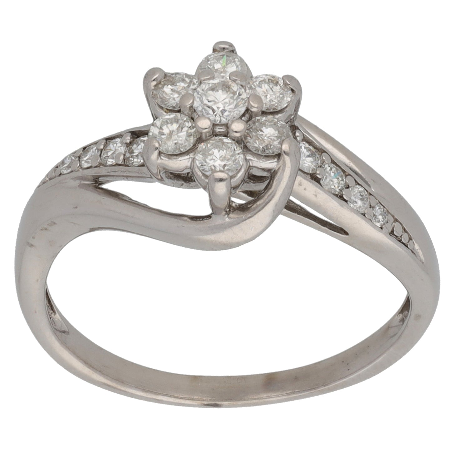9ct White Gold 0.42ct Diamond Cluster Ring Size N