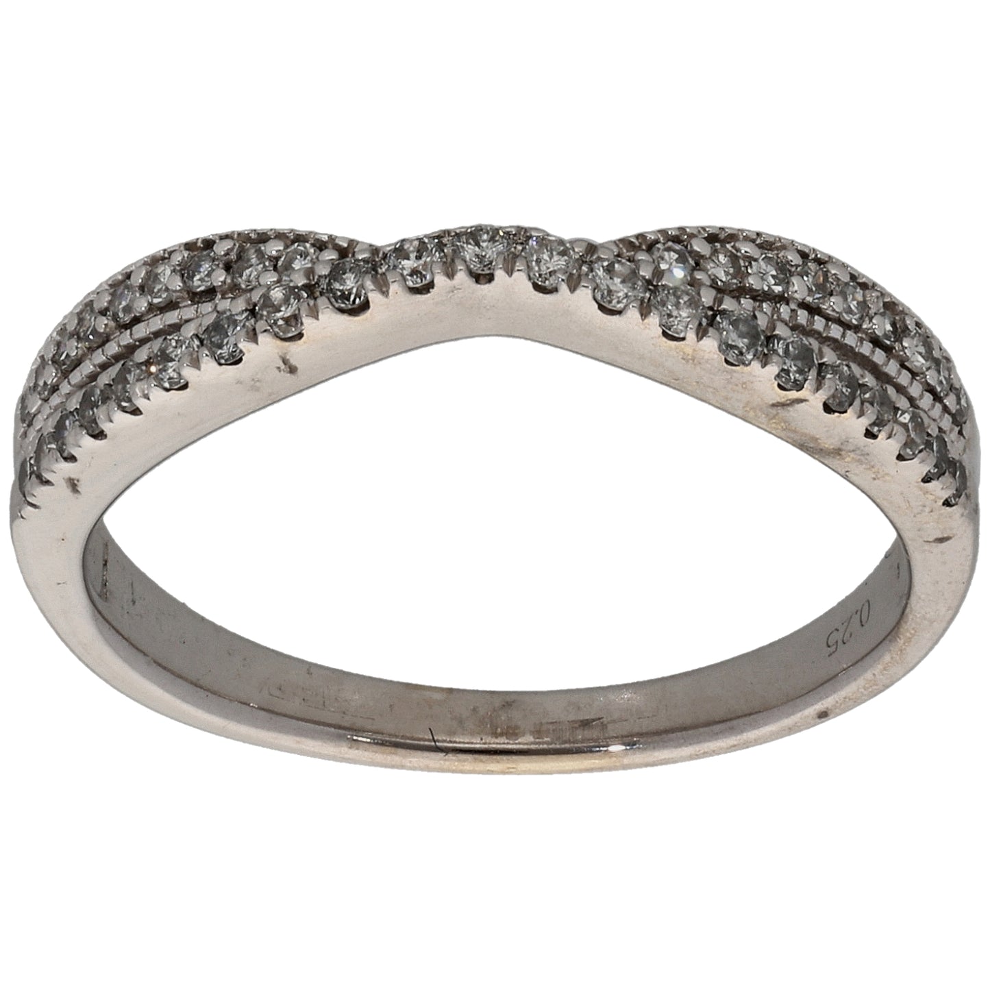 18ct White Gold 0.25ct Diamond Half Eternity Ring Size O