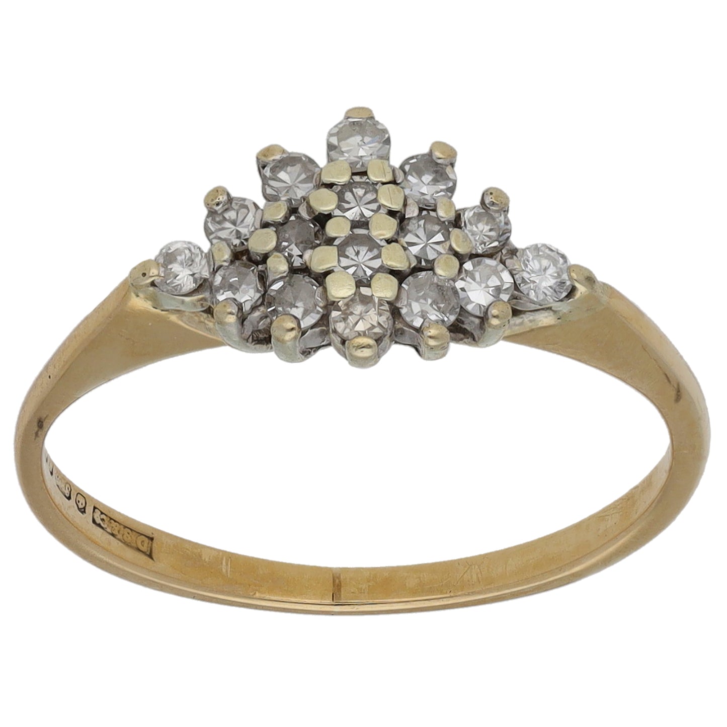 9ct Gold 0.32ct Diamond Cluster Ring Size M