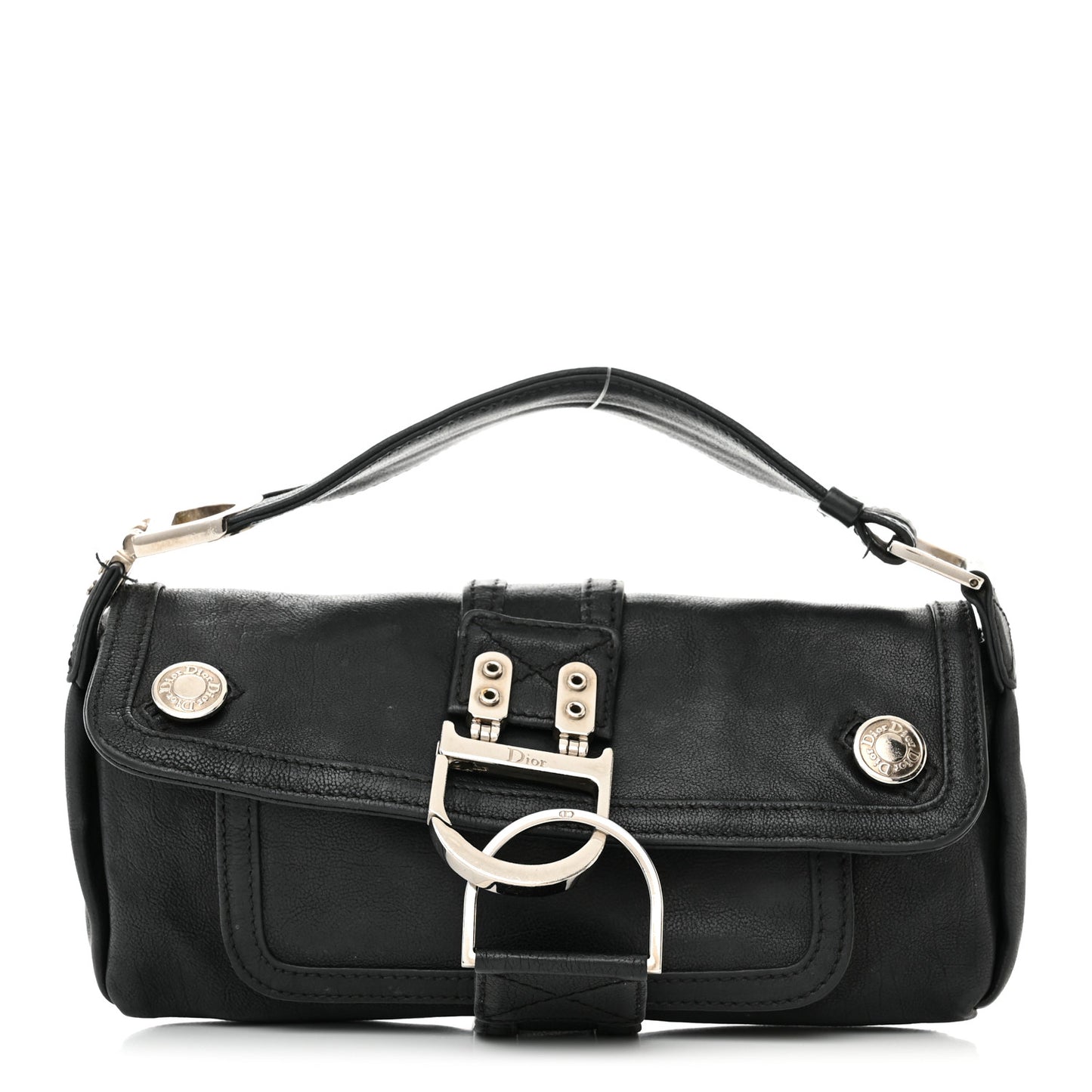 Christian Dior Flight Mini Clutch Calfskin Leather Bag - Black