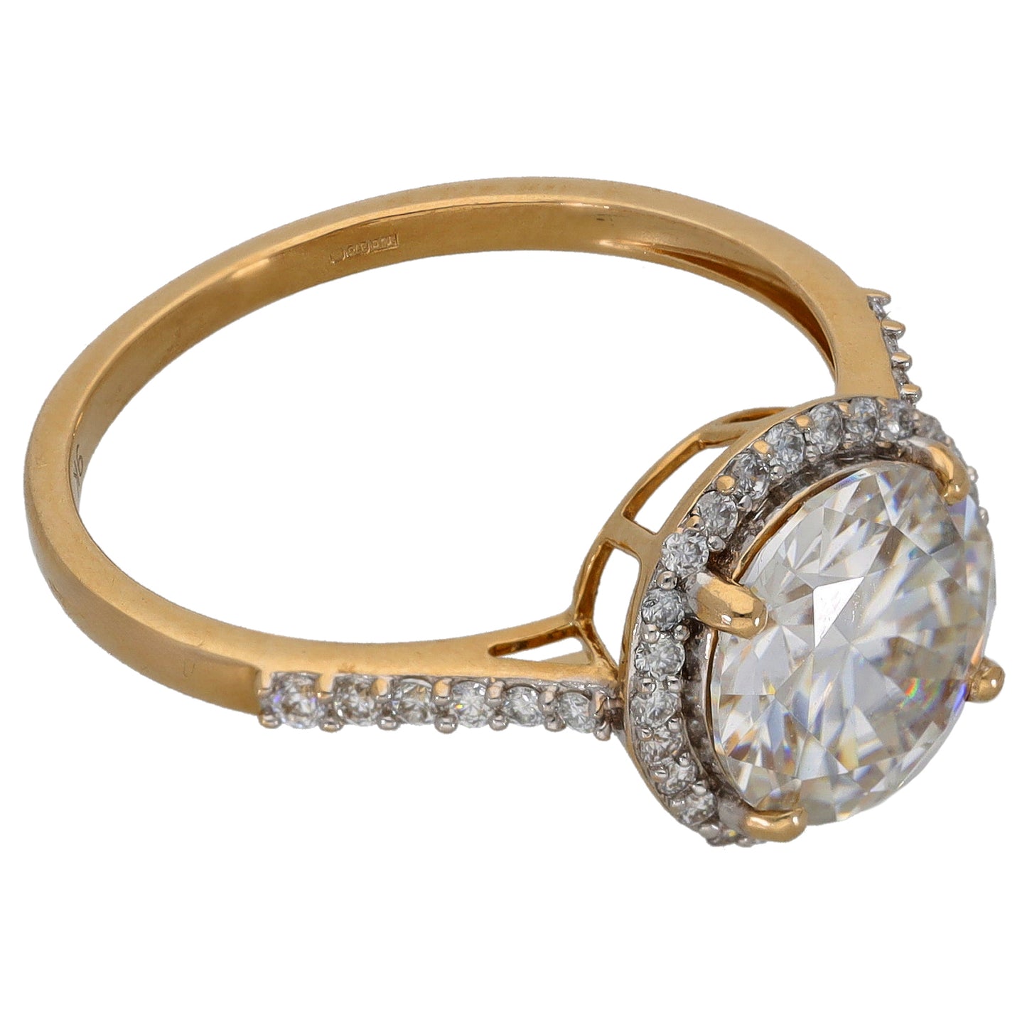 9ct Gold Cubic Zirconia Halo Ring Size T