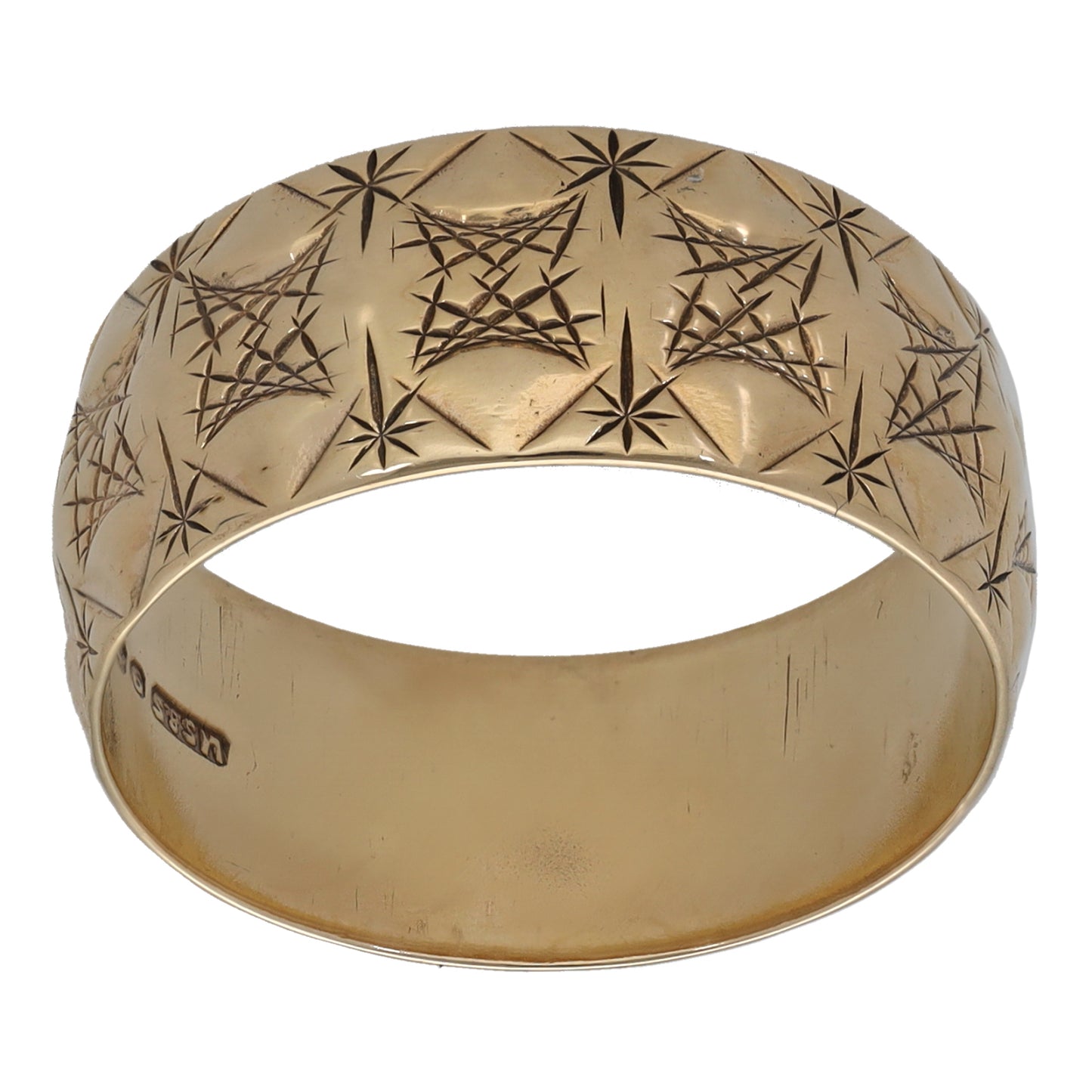 9ct Gold Patterned Wedding Ring Size Q