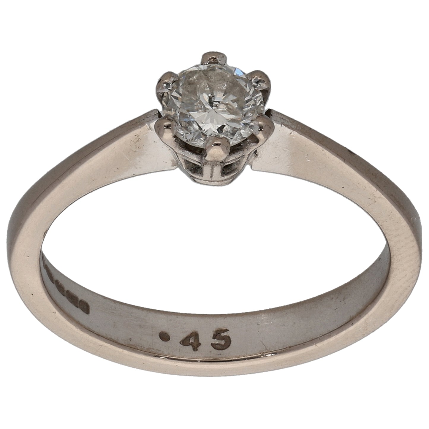 18ct White Gold 0.45ct Diamond Solitaire Ring Size N