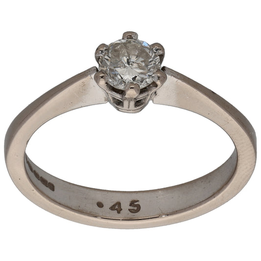 18ct White Gold 0.45ct Diamond Solitaire Ring Size N