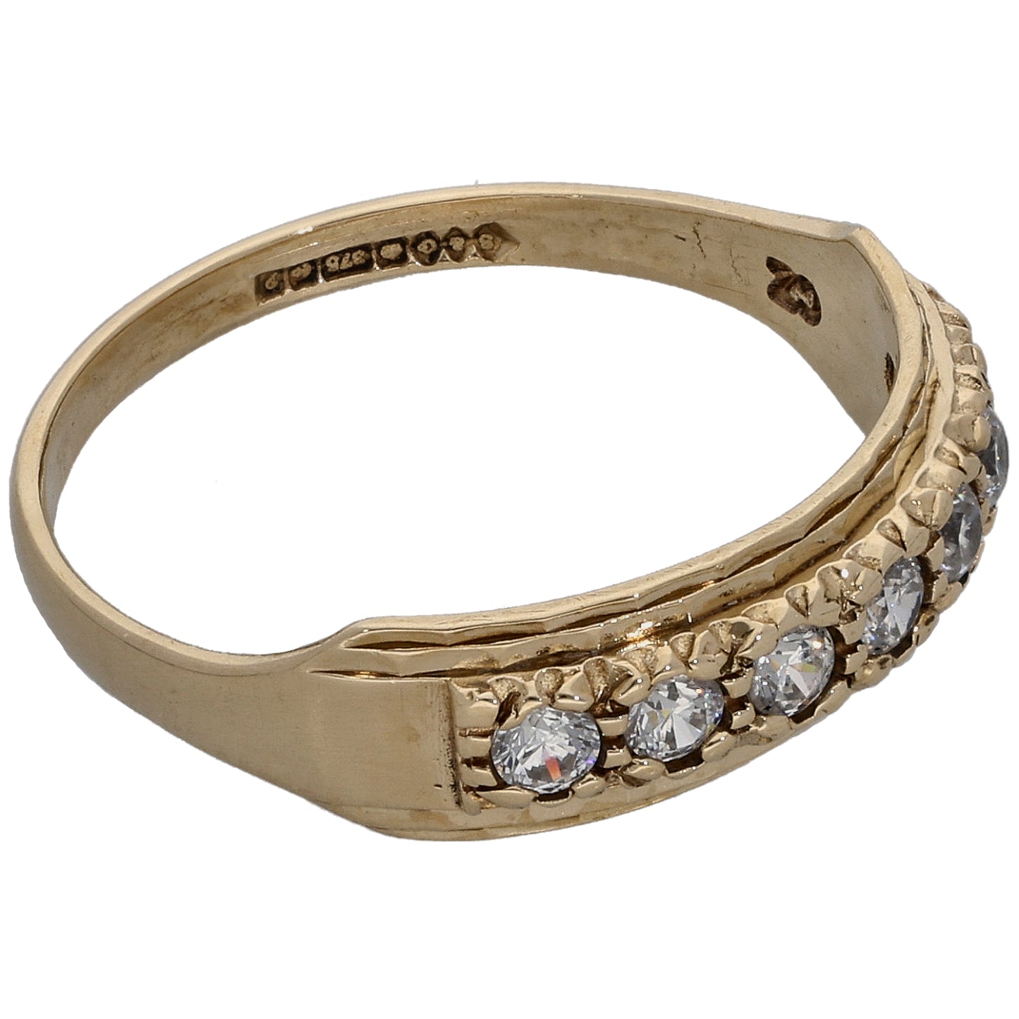 9ct Gold Cubic Zirconia Half Eternity Ring Size O
