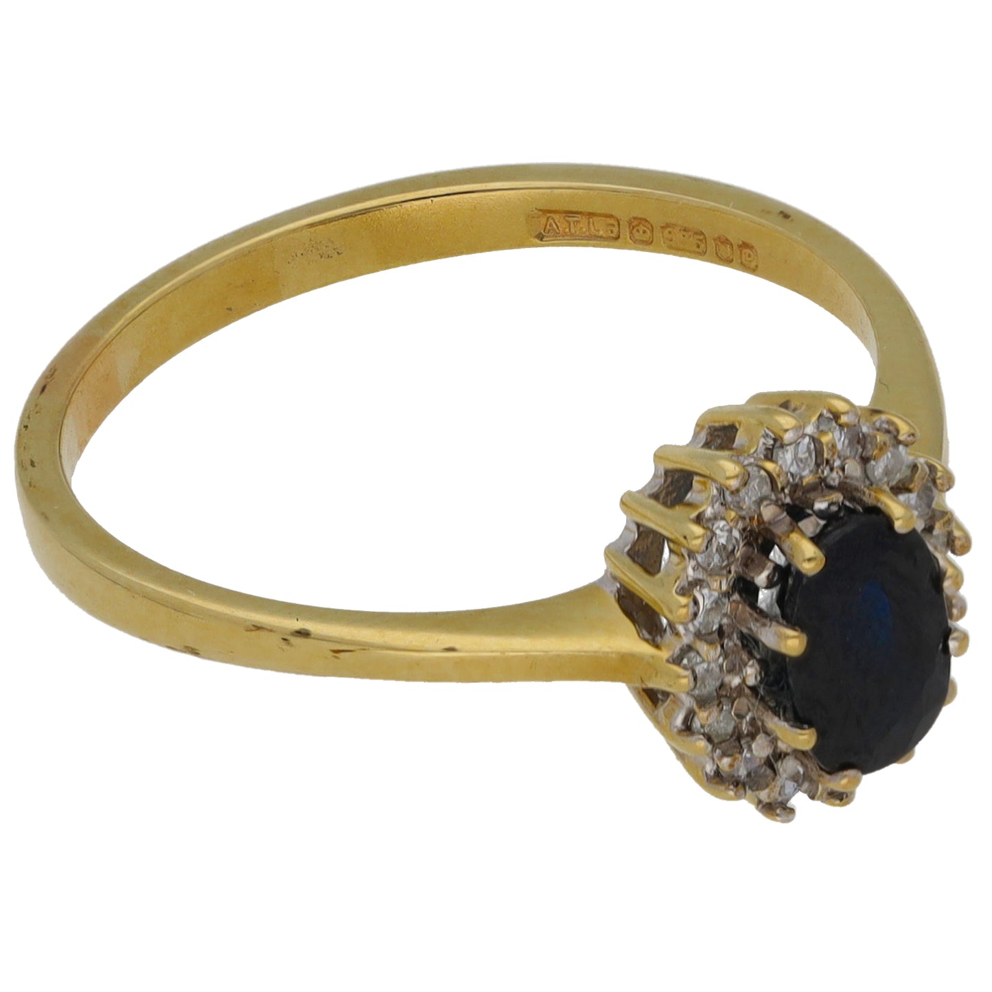 9ct Gold Sapphire & 0.08ct Diamond Dress/Cocktail Ring Size P